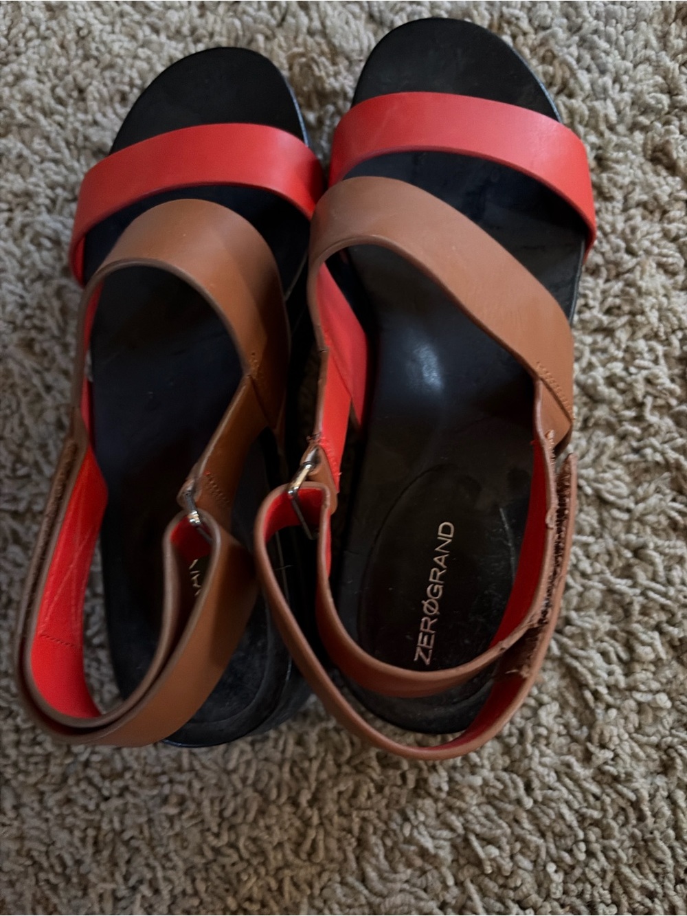 Cole Haan Two-Tone Red and Brown Slingback Sandals